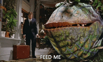 Little Shop of Horrors plant saying "feed me"