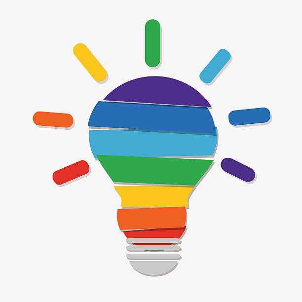 cartoon rainbow lightbulb