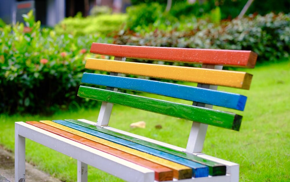 rainbow park bench